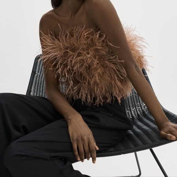 LAMARQUE Strapless Zaina Ostrich Feather Top - Picture 2 of 7